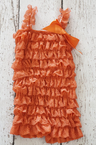 Orange Petti Lace Romper
