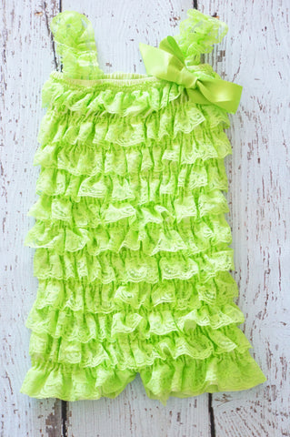 Lime Green Petti Lace Romper