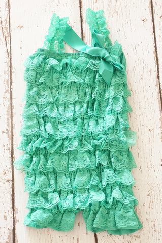 Teal Petti Lace Romper