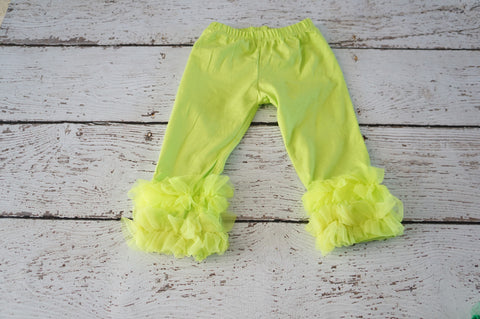 Lime Green Ruffle Cotton Leggings
