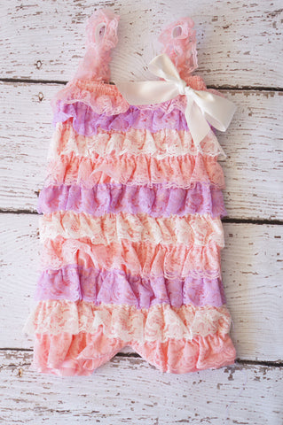 Pink 3 tone Lace Romper