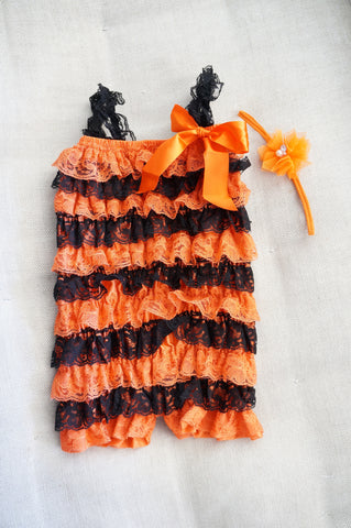 Orange and Black Halloween Romper