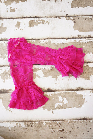 Hot Pink Ruffle Lace Legwarmers