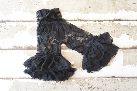 Black Ruffle Lace Legwarmers