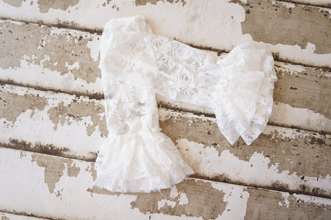 White Ruffle Lace Legwarmers