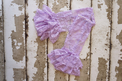 Lavender Ruffle Lace Legwarmers