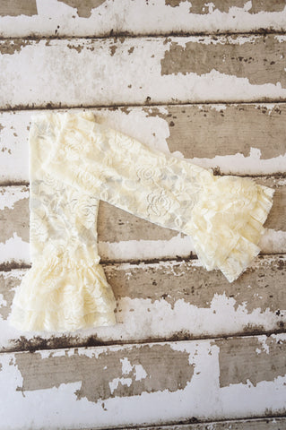 Ivory Ruffle Lace Legwarmers