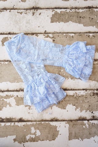 Light Blue Ruffle Lace Legwarmers