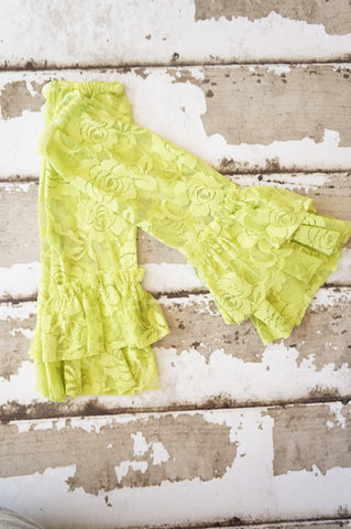 Lime Green Ruffle Lace Legwarmers