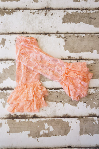 Coral Ruffle Lace Legwarmers