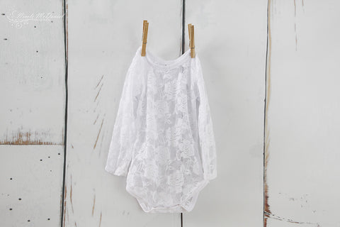 White Long Sleeve Lace Onesie