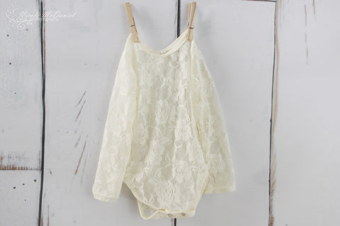 Ivory Long Sleeve Lace Onesie