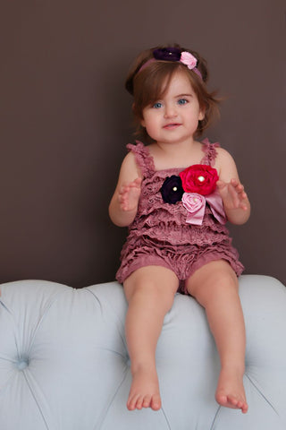 Mauve with Pink and Purple Lace Romper