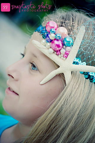 Star Fish Girls HeadBand with Colorful Pearl Embellishments