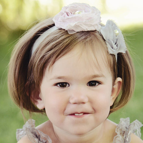 Lace Lavender and Gray Flower Headband