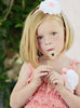 White Flower Headband with Peach Pearl