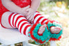 Christmas Leg Warmer with Red and Green Ruffle