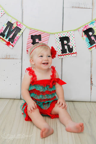 Christmas Red and Green Lace Romper