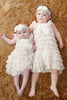 Ivory Lace Dress Embellished with Pearl, Rosettes and Rhinestone