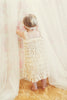 Ivory Lace Dress Embellished with Pearl, Rosettes and Rhinestone