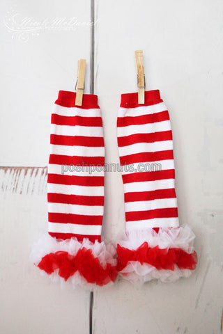 Christmas Leg Warmer with Red and White Ruffle