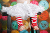 Red and White Striped Leg Warmers