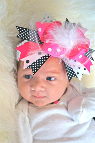 Over the Top Black and Pink Boutique Bow
