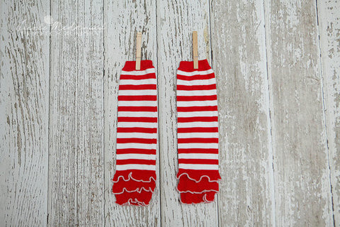 Red and White Striped Leg Warmers