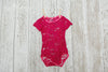 Hot Pink Short Sleeve Lace Onesie