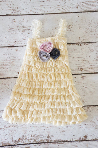 Lace Ivory Dress with Flowers