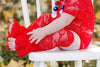 Red Ruffle Lace Legwarmers