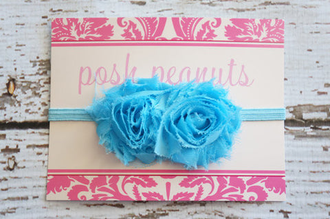 2 Rosettes Turquoise Headband