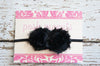 2 Rosettes Black Headband