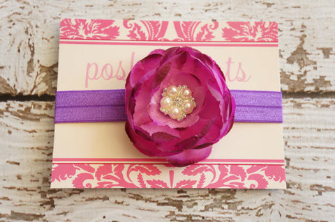 Purple Rhinestone Flower Headband
