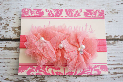 Lace Coral Shabby Headband
