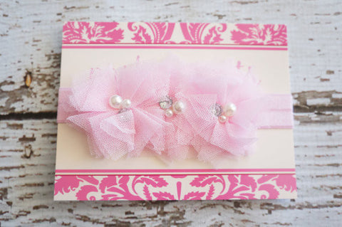 Lace Light Pink Shabby Headband