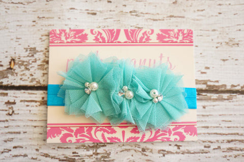 Lace Turquoise Shabby Headband