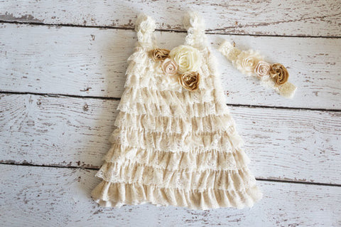 Ruffly Ivory Lace Dress