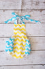 Yellow and Turquoise Chevron Bubble Romper
