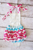 Turquoise and Pink Chevron Bubble Romper