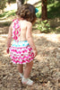 Turquoise and Pink Chevron Bubble Romper