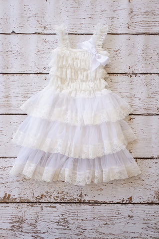 White Lace Ruffle Dress