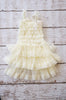 Ivory Sheer Chiffon and Lace Ruffle Dress