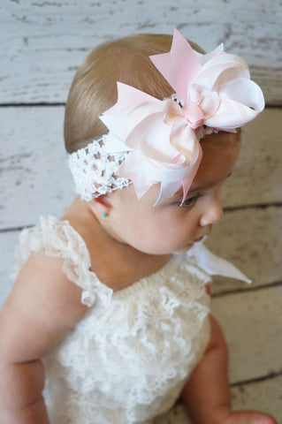Light Pink Chevron Hair Bow