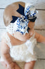 Navy Blue Chevron Hair Bow