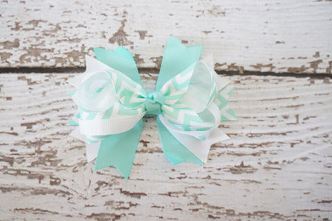 Turquoise Chevron Hair Bow