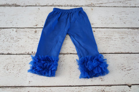 Royal Blue Ruffle Cotton Leggings
