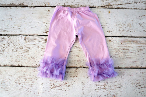 Lavender Ruffle Cotton Leggings
