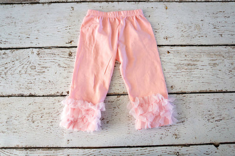 Light Pink Ruffle Cotton Leggings