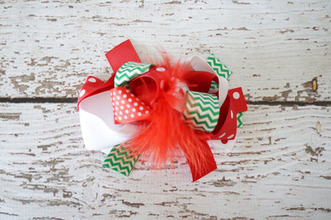 Feather Christmas Hairbow